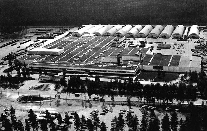 Upo-Muovin Nastolan tehdas kuvattuna 1970-luvulla.