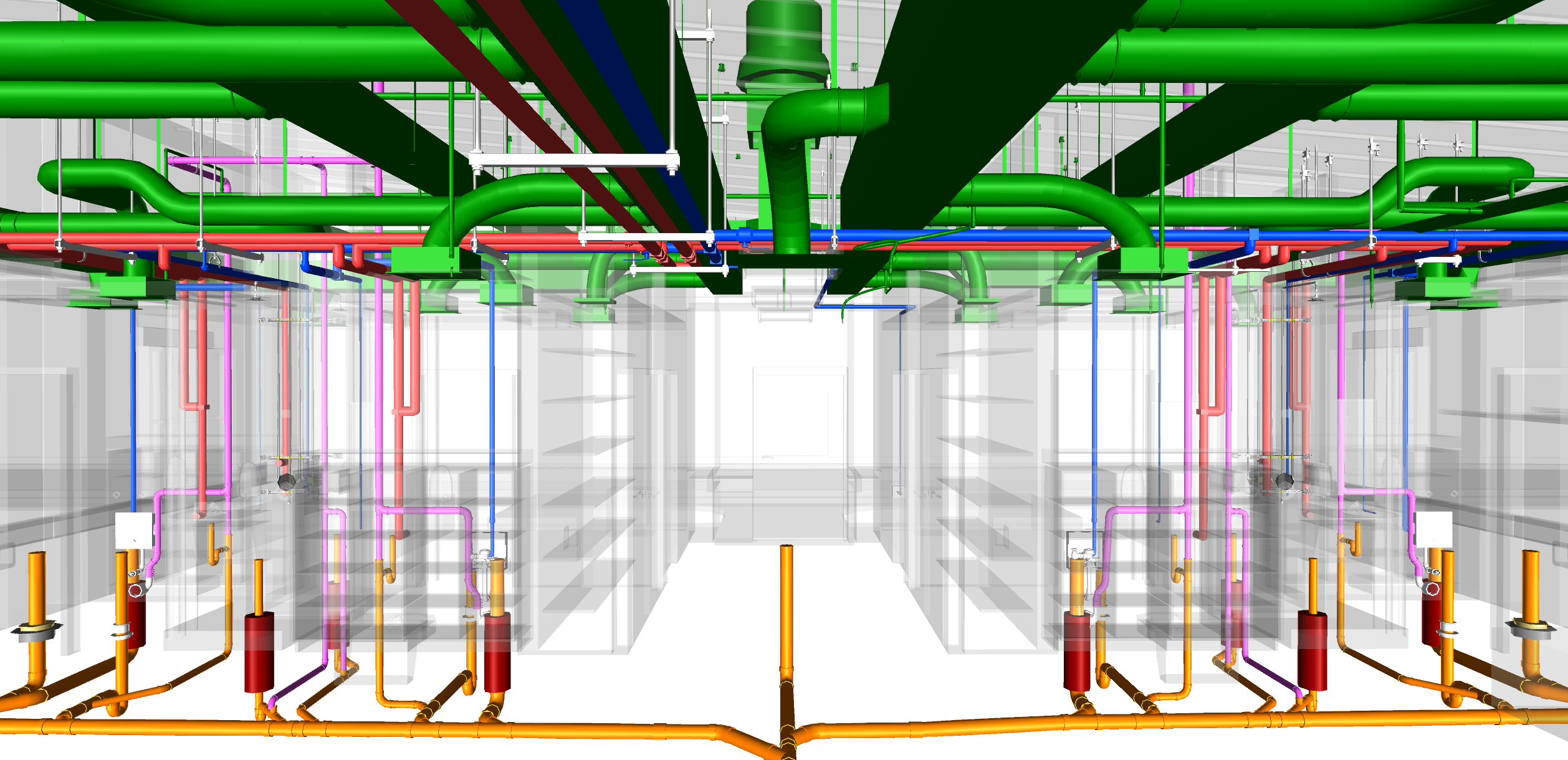 BIM model of piping system in a building