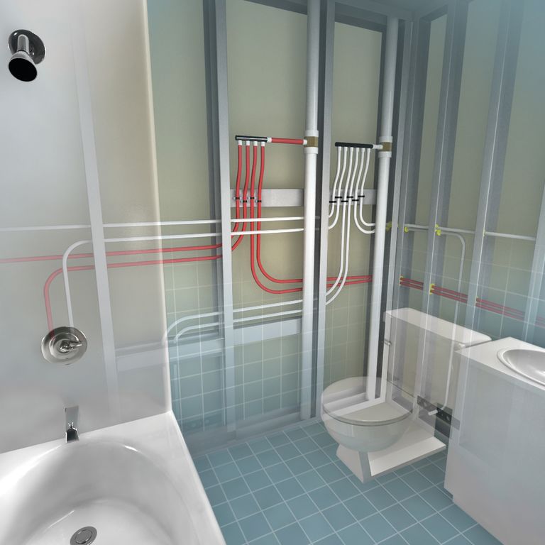 logic plumbing applied in a residential bathroom design