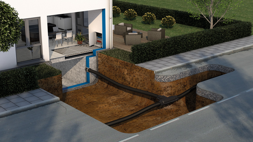 Uponor Ecoflex outside a residential single family home rendering