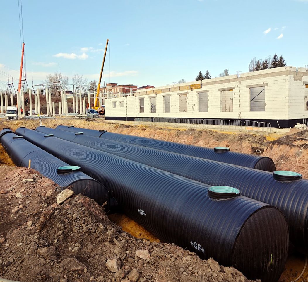 Retention tanks for a bus depot