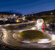 Færøsk tunnel med afvandende rørsystem