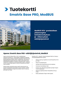 Uponor Smatrix Base PRO -säätöjärjestelmä, ModBUS