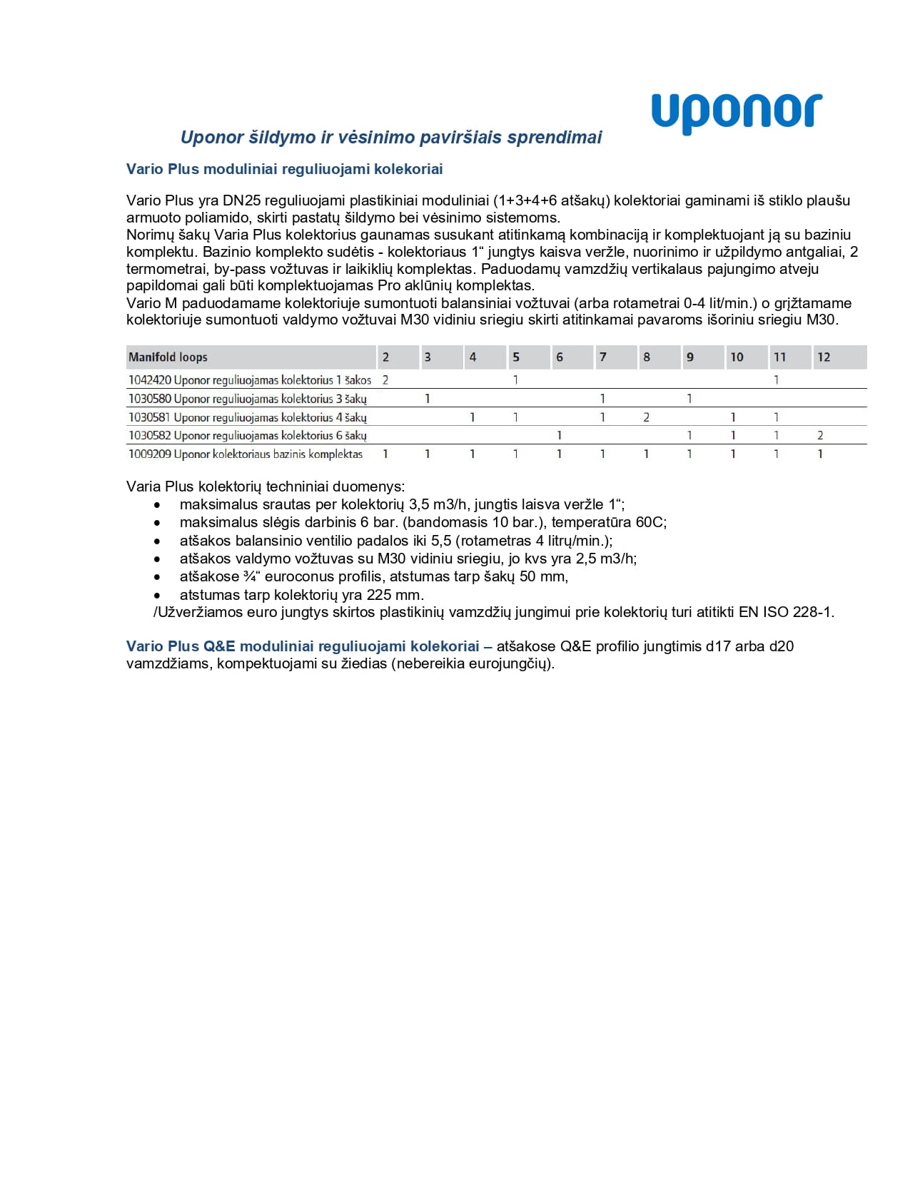 Uponor šildymo ir vėsinimo paviršiais sprendimai su Vario Plus moduliniais reguliuojamais kolektoriais