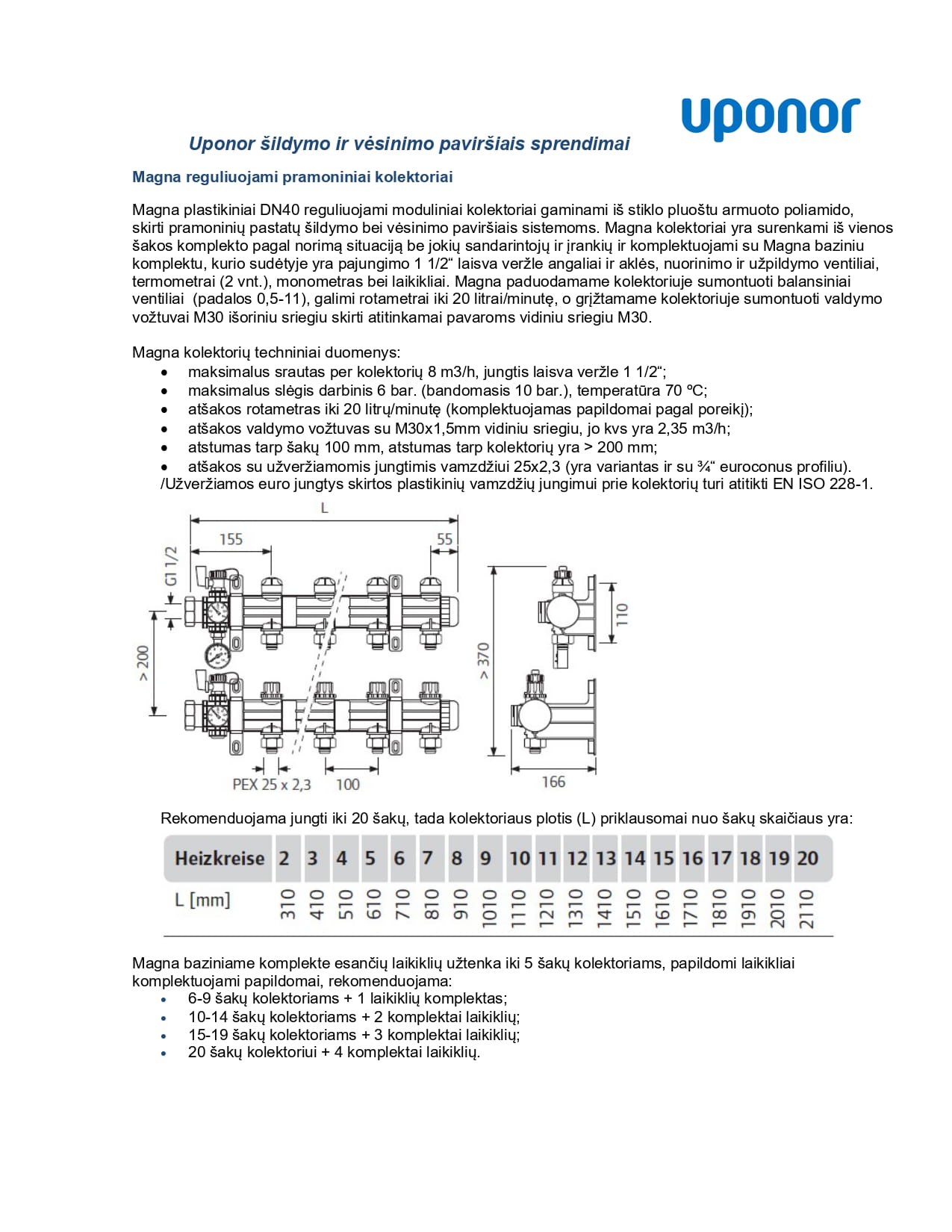 Uponor šildymo ir vėsinimo paviršiais sprendimai su Uponor Magna kolektoriais