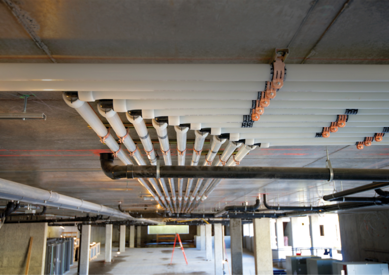 Uponor Commercial PEX plumbing installation photo; Avalon Bay Apartment building