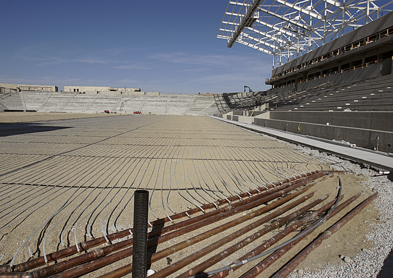 uponor turf conditioning installation at Toyota Park in Chicago IL