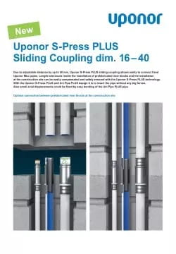 Uponor S-Press PLUS sliding coupling dimension 16 till 40 mm