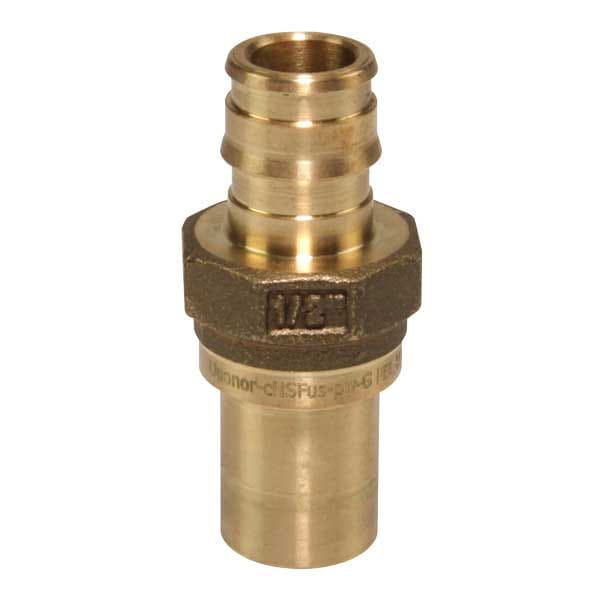 LFP4505050 ProPEX LF brass copper press fitting adapter; 1/2" PEX x 1/2" Copper; adapter; brass; lead-free copper press fitting adapter; fitting adapter; lead-free; LFP4505050; lfp4505050