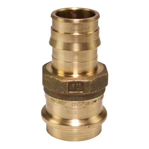 LFP4511010 ProPEX LF Brass Copper Press Adapter; 1" PEX x 1" Copper; Adapter; lead-free copper press adapter; brass; LFP4511010; lfp4511010