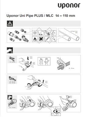 Uponor mounting instructions mlcp 14-110 mm