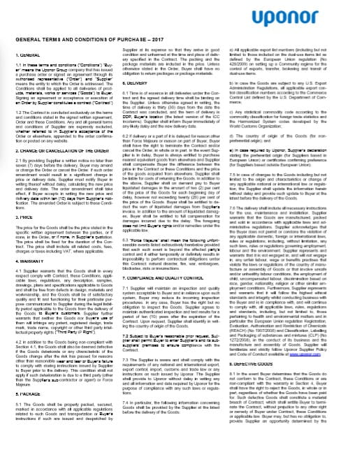 Uponor General Terms and Conditions of Purchase from 2017