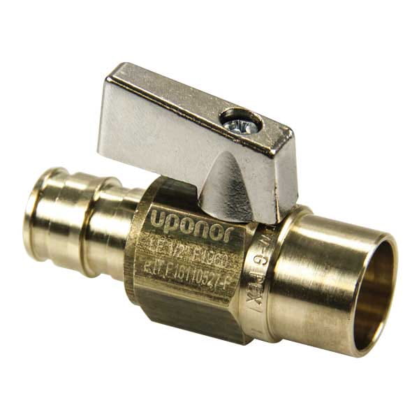 LF4805050; ProPEX LF Brass Ball Valve; 1/2" PEX x 1/2" Copper Adapter; ProPEX; LF; Lead-free; Brass; Ball valve; PEX to Copper Adapter; lf4807575