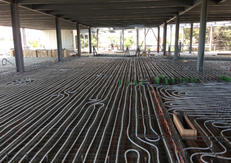 Installation of Uponor commercial radiant heating and cooling system in Colorado State University; Ft. Collins, CO