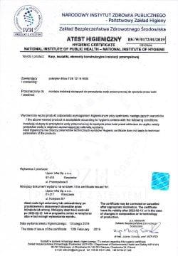 Hygienic certificate PZH BK W 0172 01 2019 2