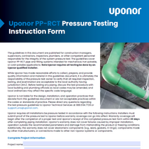 Uponor PP-RCT Pressure Testing Instruction Form