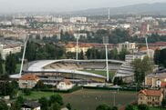 Turf conditioning at NK Maribor stadium in Slovenia